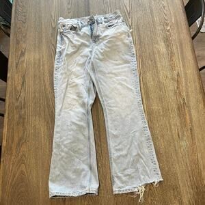 American Eagle 90's Flare Jeans High Rise Denim Stretch Light Wash Blue Size 2